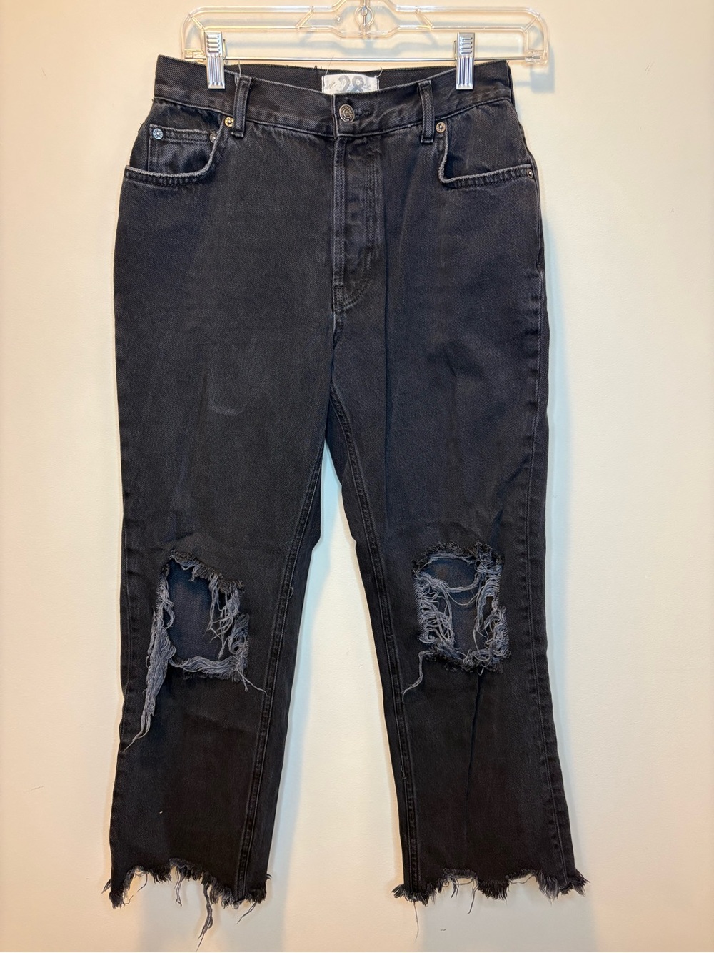 Distressed Black High-Rise Jeans